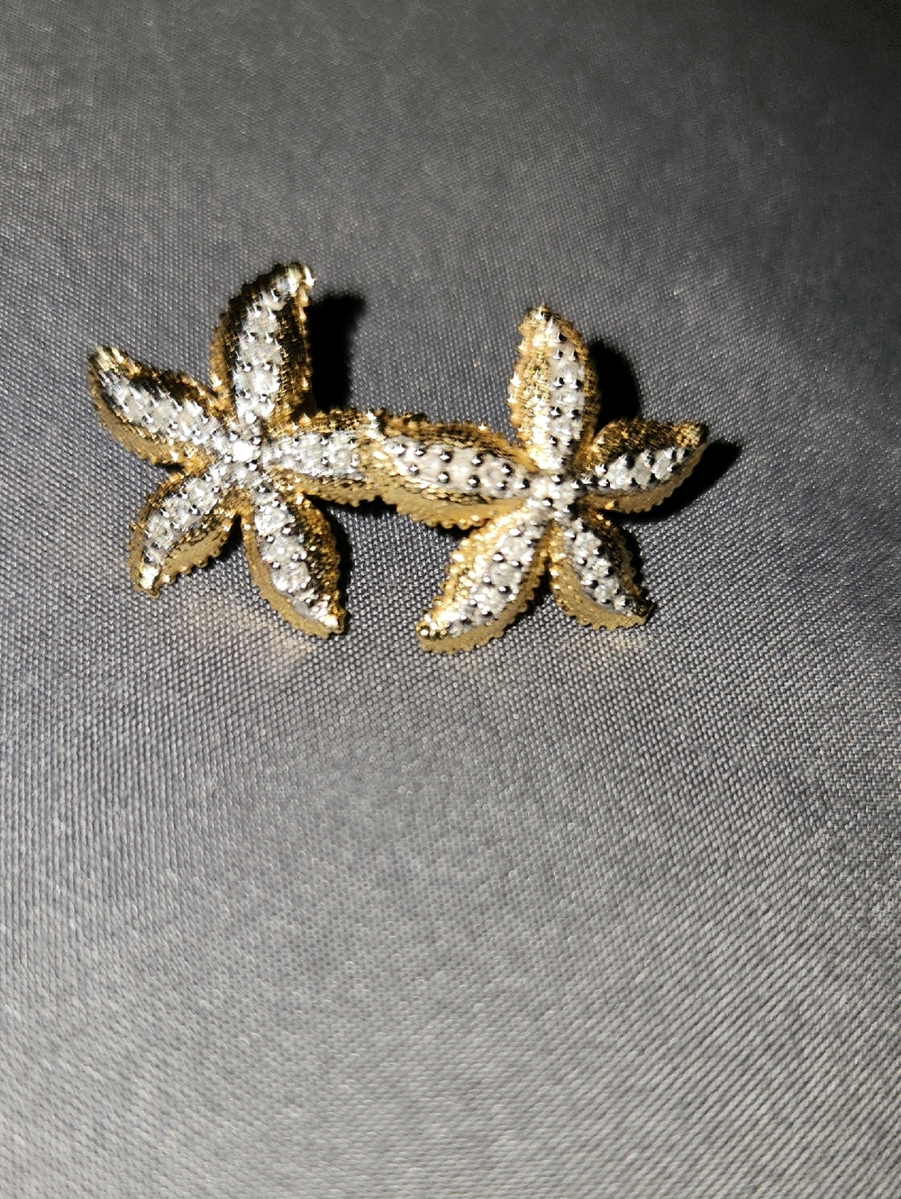14kt White & Yellow Gold With Natural Diamonds Starfish Stud Earrings